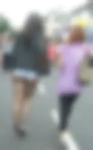 Candid cunny brunette in pantyhose and shorts showing her ass cheeks