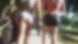Girl with a nice ass in wet white bikini bottom
