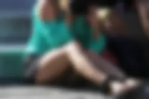 Blonde lady upskirted showing her panties and pussy lips