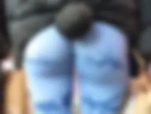 Two in one blue scrunched leggings ass caught second time OC
