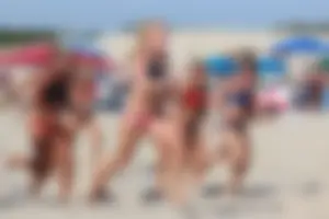 Lifeguard tournament girls on the beach