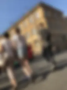 Skinny Legs in Denim Shorts City Street Candid Pics