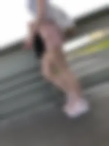 Cute Teen in Mini Shorts Walking on the Bridge Street Candid