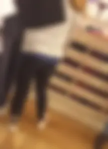 Booty in Black Tights - Girl Bending Over at the Store