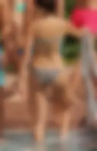Hot big boobed girl in bikini at the pool