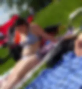 Thick chick with big boobs in bikini