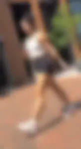 Curly Campus Brunette with amazing Bubble Butt in Tight Shorts (oc)