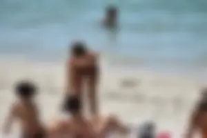 Sexy ass girl with a perfect body in her bikini on the beach