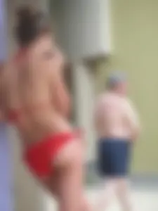 Sexy girl with a nice ass in a red bikini