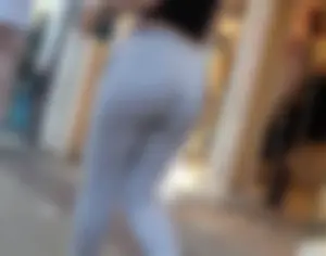 Argentinian teen and her beautiful ASS in grey leggings with cuck boyfriend aside
