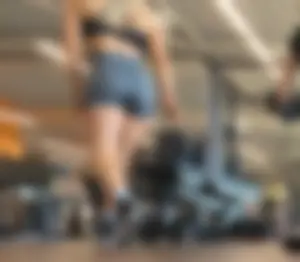 Cute gym blonde with orange hair ribbon