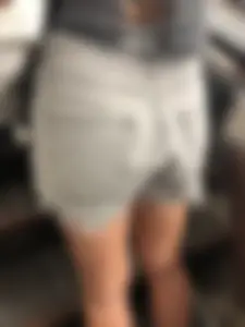 Hot Legs and Ass in Denim Fringe Shorts Escalator Closeup Creepshots