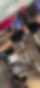 Blonde in tight bikers shorts squading