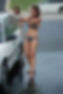 Various sexy girls at car washes in bikinis