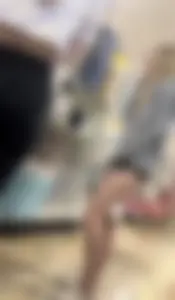 Skinny white girl letting her cheeks show (gap)