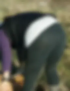 Chunky ass in tights with VPL, mature bending over