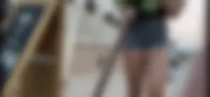Could have watched all day. Skin tight grey shorts