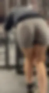 Tight Grey Gym Shorts (Crazy Vpl and Bends Over)