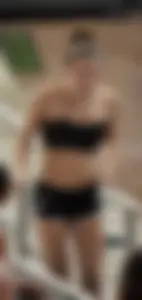 Tube top teen in shorts