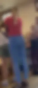 Thick blonde with thick ass in  blue yoga pants