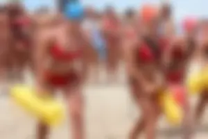 Lifeguard tournament girls on the beach