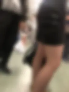 Cute Tattooed Girl in Leather Skirt Subway Train Creepshots Gallery
