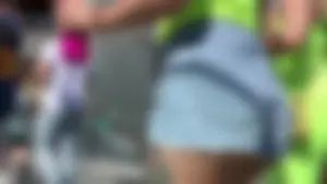 Sexy Latina showing her ass cheeks in little denim shorts and pokies with no bra
