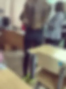 College candid teens in class wearing tight clothes