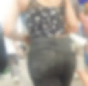 Cute street teen in tight black jeans, hot booty creepshots