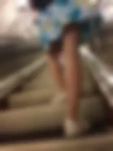 Cute Teen with Skinny Legs Subway Candid, Nice Dress