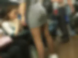 Girl in a Short Dress and Pantyhose Subway Train Creepshot