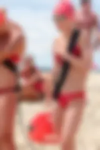 Lifeguard tournament girls on the beach