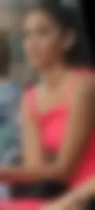 Candid teen in a pink short dress at the bus stop creepshot