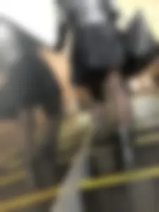 Girl in a Leather Jacket, Skirt, Black Pantyhose and Boots on the Subway Escalator Creepshots - Nice Thin Legs