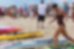 Lifeguard tournament girls on the beach