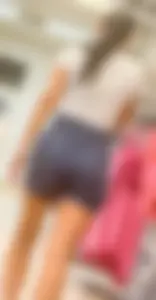 Shy Petite Latina store worker in Jeans Shorts w/ nice body!