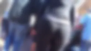 Disneyland babe with a big booty in tight leggings walking