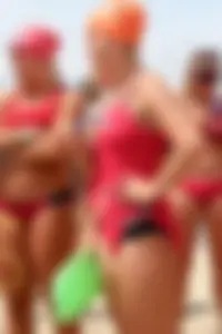 Lifeguard tournament girls on the beach