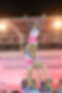 Bunch of athletic Thai cheerleaders at a competition