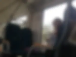 Impossible candid bespectacled cutie with giant boobs sitting in a public train creepshots