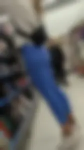Very tight nice ass and legs in clear blue legging. OC