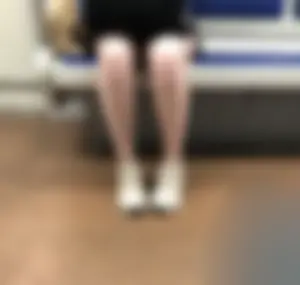 Girl With Hot Legs With a Cute Backpack Sitting in a Subway Train Creepshots