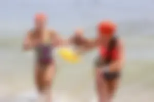 Lifeguard tournament girls on the beach