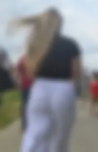 Church girl in white pants