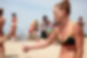 Lifeguard tournament girls on the beach