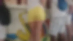 Milf in yellow shorts with vpl and a wedgie