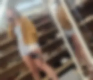 Cute girl showing cheeks off at the thrift shop