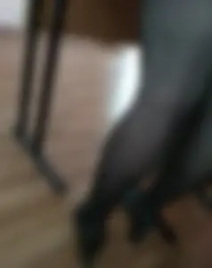 Teen on High Heels in Black Pantyhose Sitting in Classroom Under Desk Creepshot