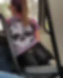 Shiny leggings on the bus