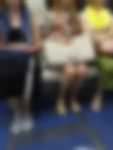 Girl in Colorful Dress and Flats with Skinny Legs in Subway Train Candid